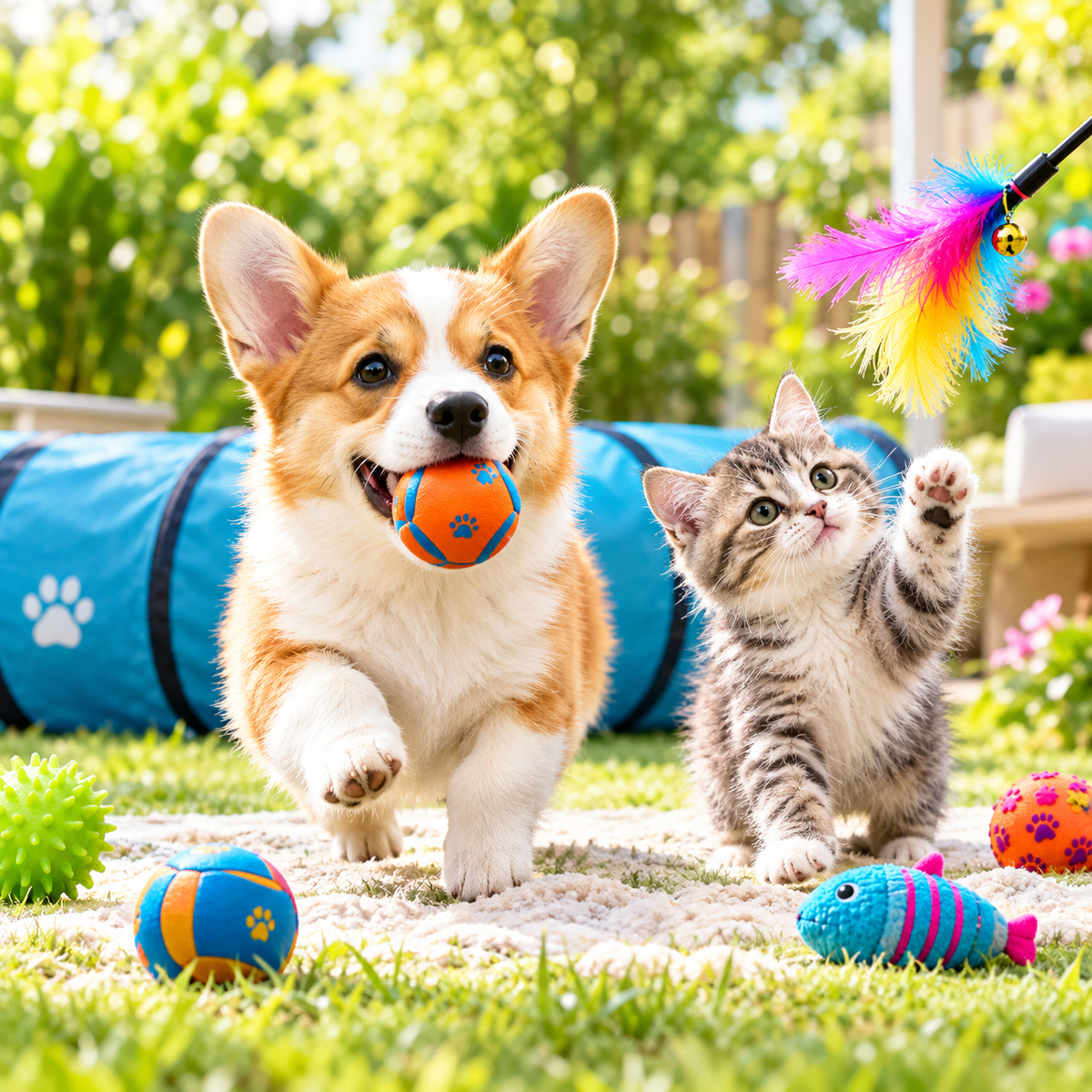 Comfort and Play collection featuring pet beds, cooling products, toys, and comfort essentials